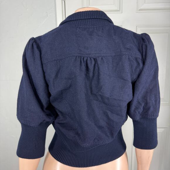 Vintage Y2K Forever 21 Women's Jacket Small Button 3/4 Sleeve Coat Navy G8 - Picture 3 of 5